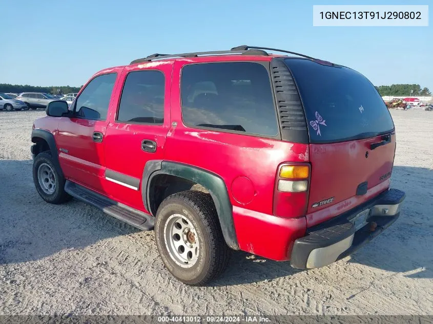 2001 Chevrolet Tahoe Ls VIN: 1GNEC13T91J290802 Lot: 40413012