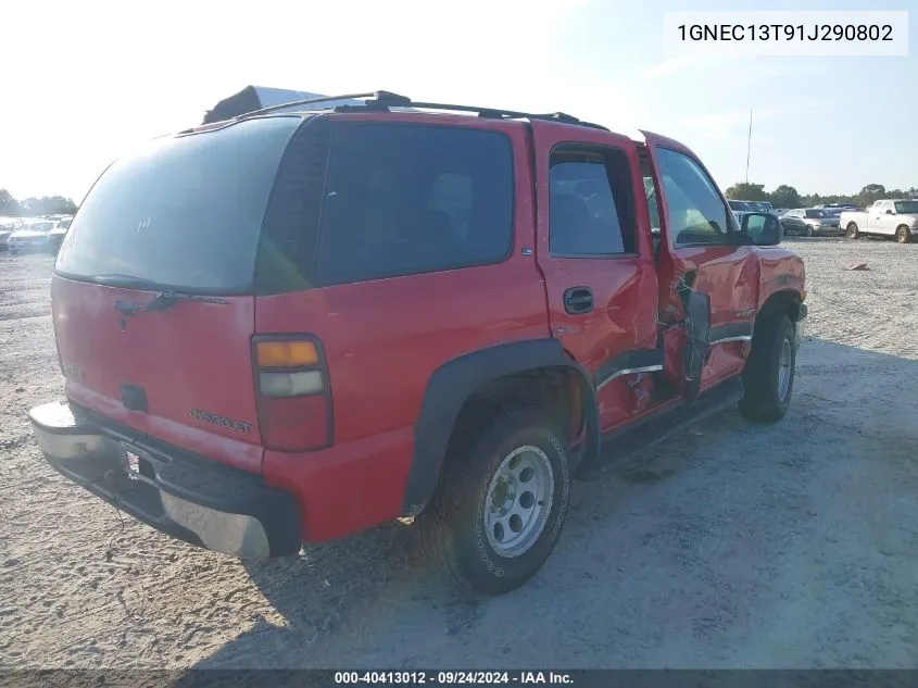 2001 Chevrolet Tahoe Ls VIN: 1GNEC13T91J290802 Lot: 40413012