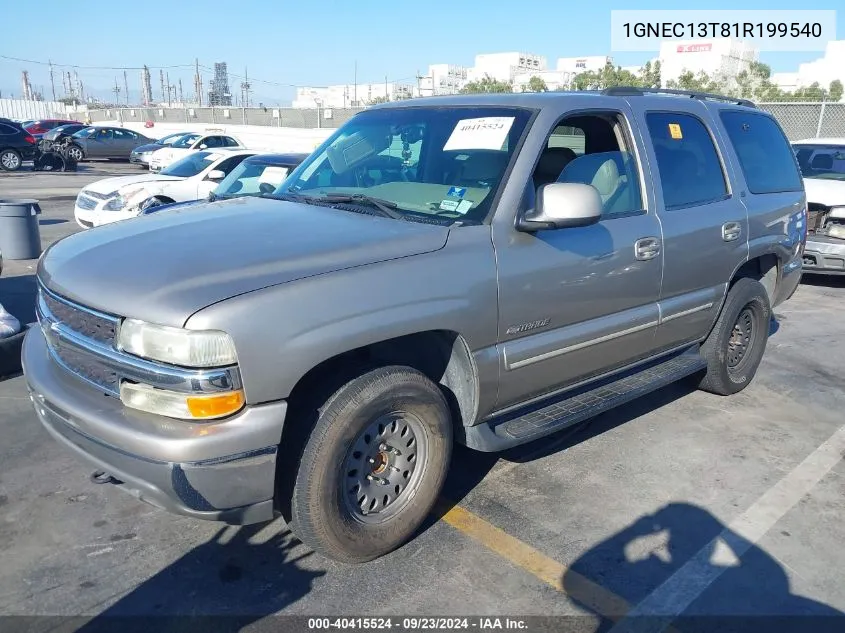 2001 Chevrolet Tahoe Lt VIN: 1GNEC13T81R199540 Lot: 40415524