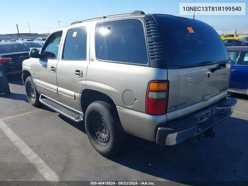 2001 Chevrolet Tahoe Lt VIN: 1GNEC13T81R199540 Lot: 40415524