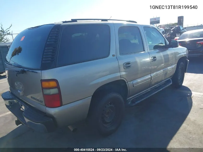 2001 Chevrolet Tahoe Lt VIN: 1GNEC13T81R199540 Lot: 40415524