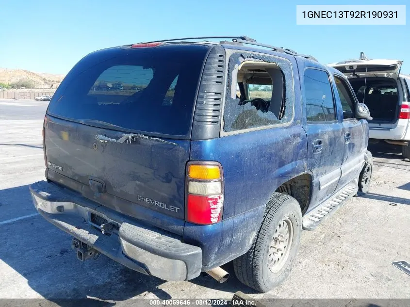 1GNEC13T92R190931 2002 Chevrolet Tahoe Lt