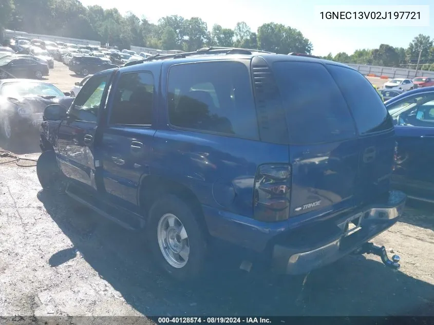 2002 Chevrolet Tahoe Ls VIN: 1GNEC13V02J197721 Lot: 40128574