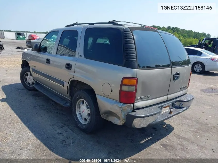 2002 Chevrolet Tahoe Ls VIN: 1GNEC13Z22J158146 Lot: 40129606