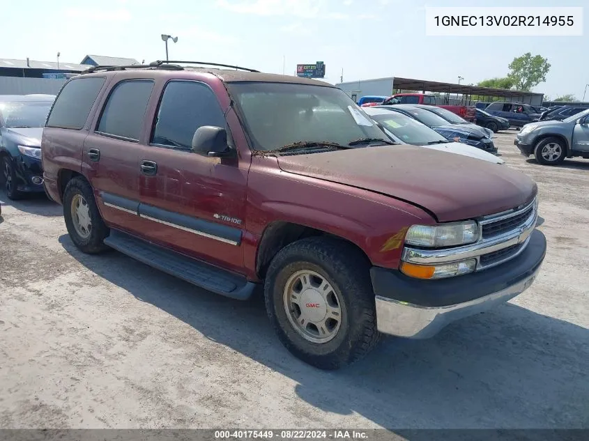 2002 Chevrolet Tahoe Ls VIN: 1GNEC13V02R214955 Lot: 40175449