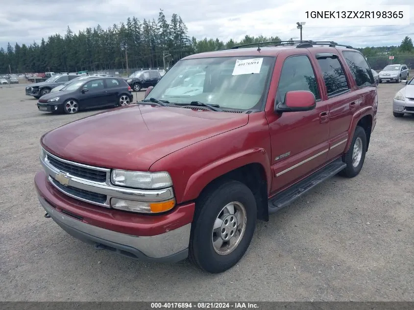 2002 Chevrolet Tahoe Ls/Lt/Z71 VIN: 1GNEK13ZX2R198365 Lot: 40176894