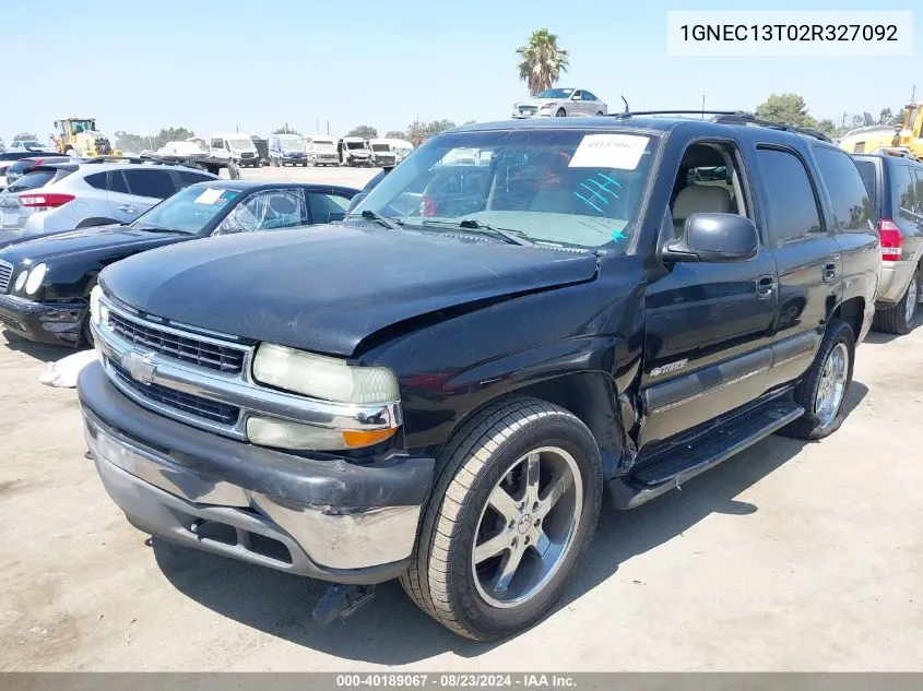 2002 Chevrolet Tahoe Lt VIN: 1GNEC13T02R327092 Lot: 40189067