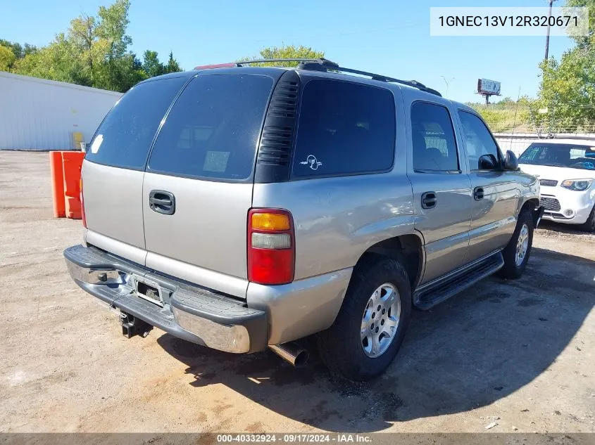 2002 Chevrolet Tahoe Ls VIN: 1GNEC13V12R320671 Lot: 40332924