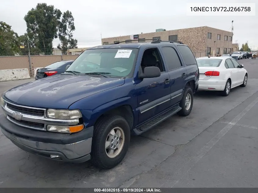 2002 Chevrolet Tahoe Ls VIN: 1GNEC13V72J266758 Lot: 40382515