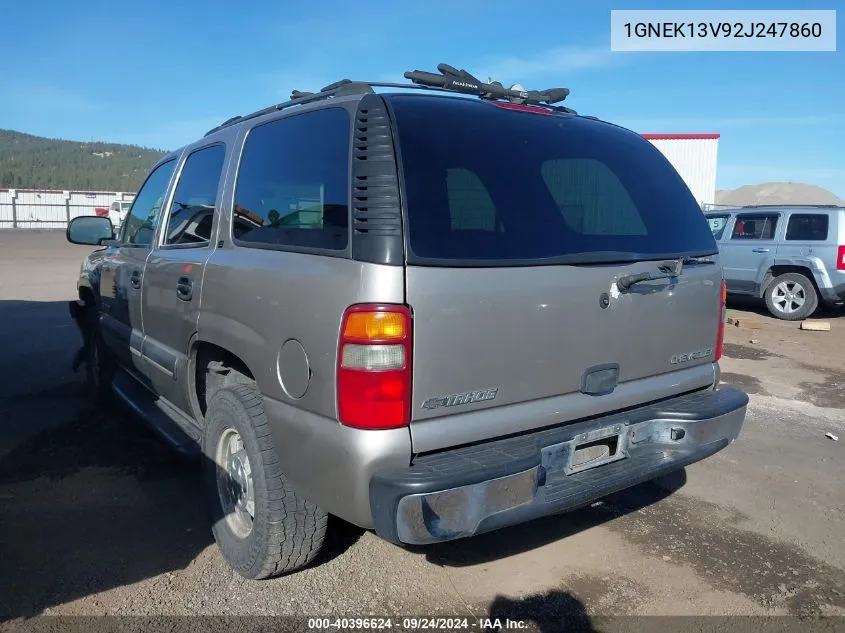 2002 Chevrolet Tahoe Ls VIN: 1GNEK13V92J247860 Lot: 40396624