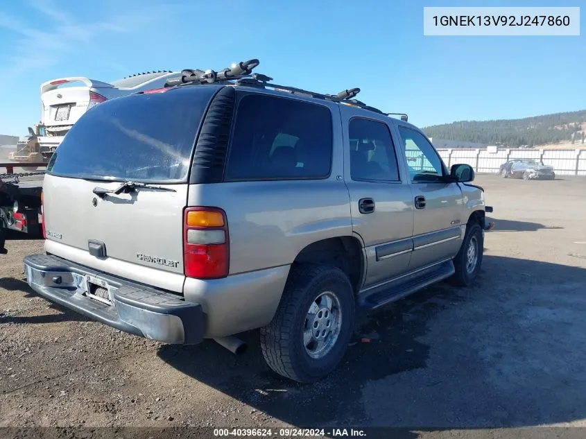 2002 Chevrolet Tahoe Ls VIN: 1GNEK13V92J247860 Lot: 40396624