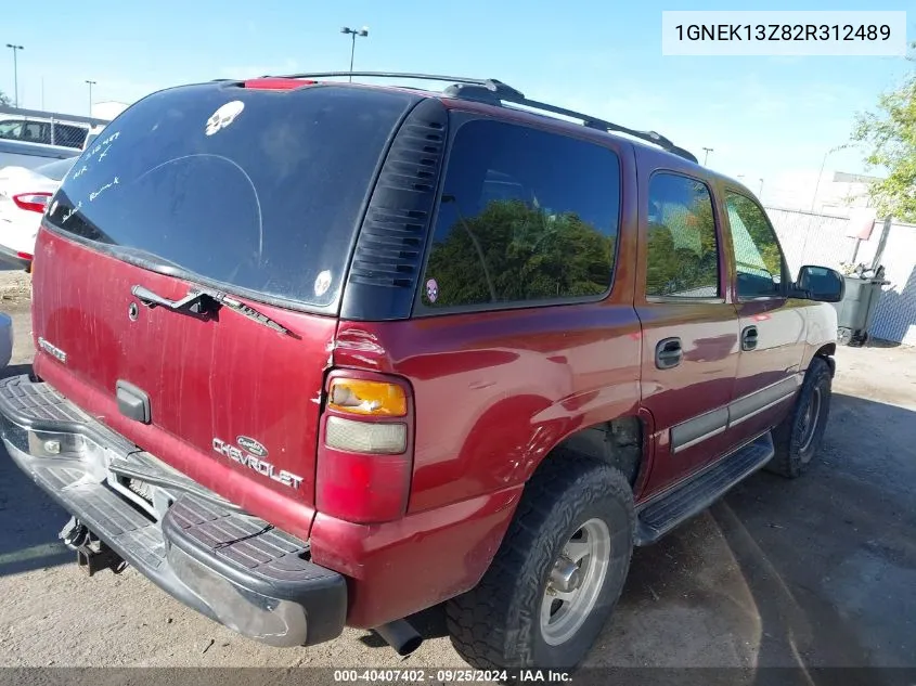 2002 Chevrolet Tahoe Ls VIN: 1GNEK13Z82R312489 Lot: 40407402