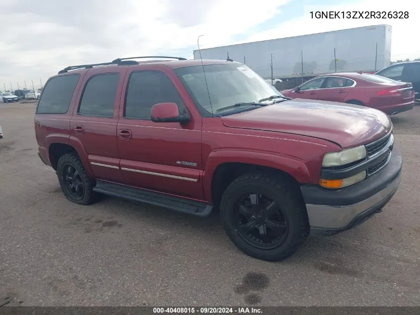 2002 Chevrolet Tahoe Lt VIN: 1GNEK13ZX2R326328 Lot: 40408015