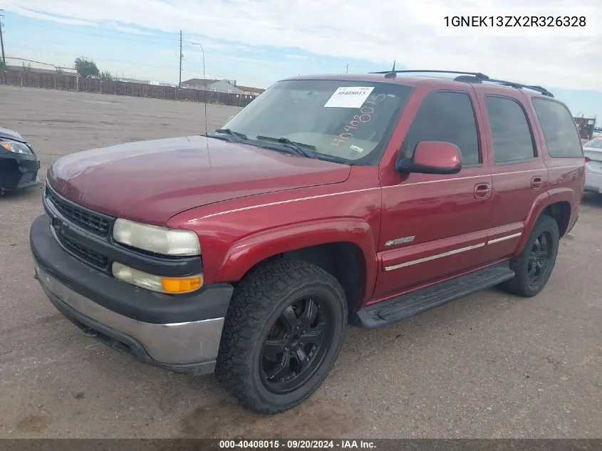 2002 Chevrolet Tahoe Lt VIN: 1GNEK13ZX2R326328 Lot: 40408015