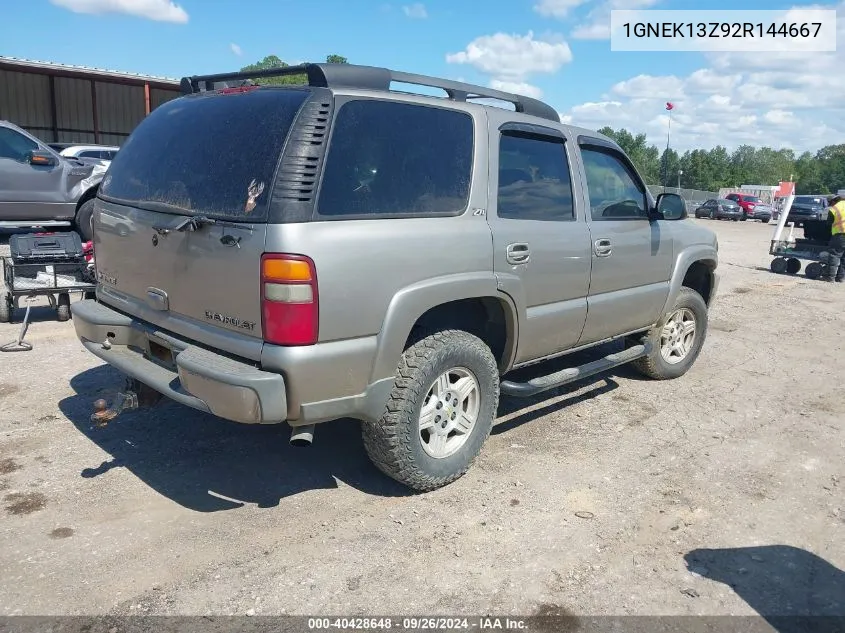 2002 Chevrolet Tahoe Z71 VIN: 1GNEK13Z92R144667 Lot: 40428648