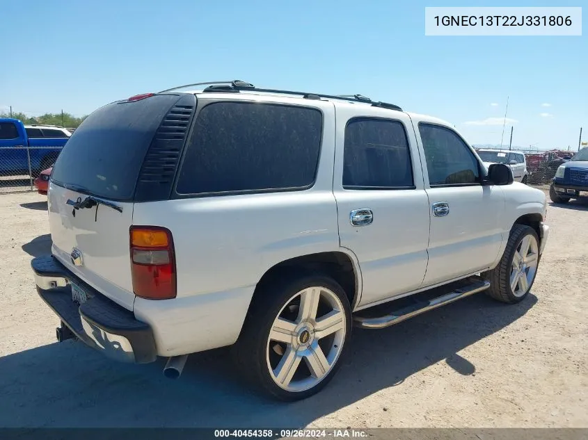 2002 Chevrolet Tahoe Lt VIN: 1GNEC13T22J331806 Lot: 40454358