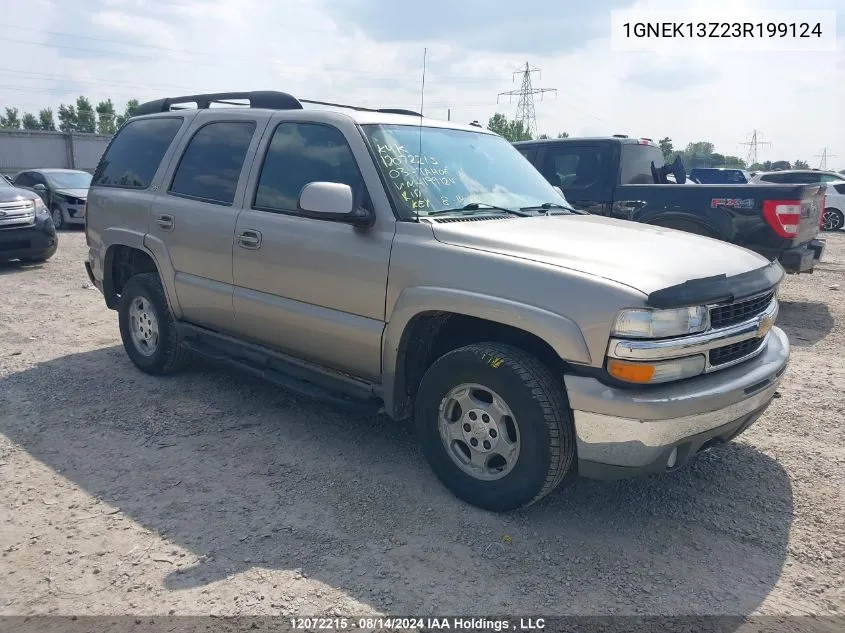 2003 Chevrolet Tahoe K1500 VIN: 1GNEK13Z23R199124 Lot: 12072215