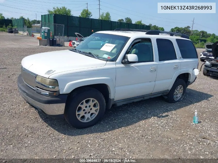 2003 Chevrolet Tahoe Z71 VIN: 1GNEK13Z43R268993 Lot: 39684637