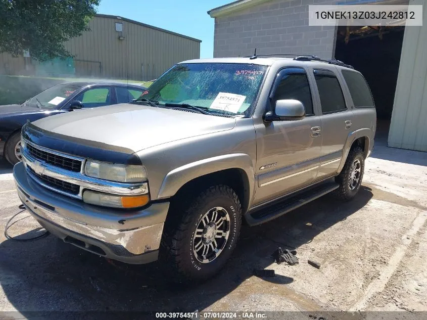 2003 Chevrolet Tahoe Lt VIN: 1GNEK13Z03J242812 Lot: 39754571