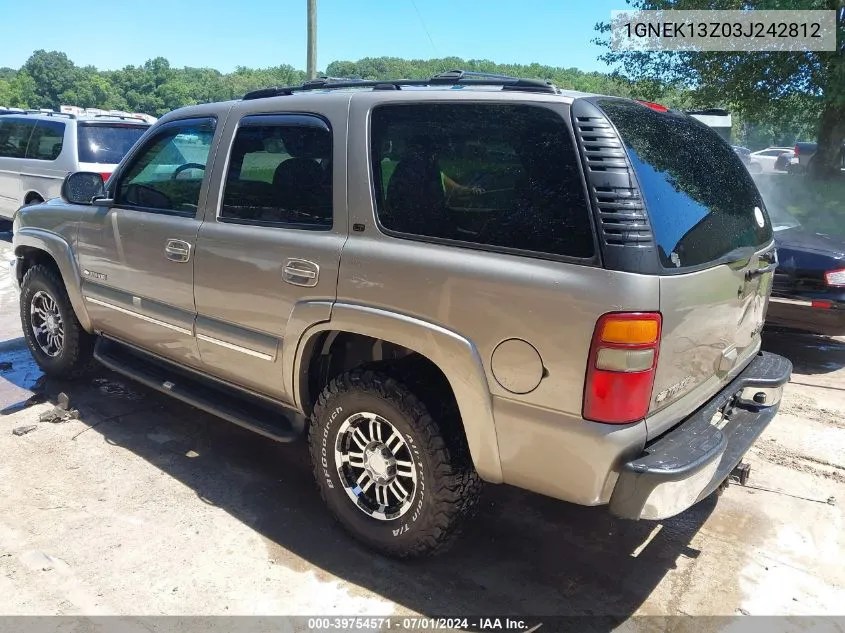 2003 Chevrolet Tahoe Lt VIN: 1GNEK13Z03J242812 Lot: 39754571