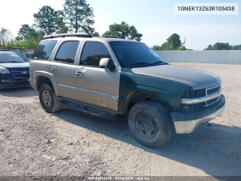 2003 Chevrolet Tahoe Z71 VIN: 1GNEK13Z63R105438 Lot: 40018239