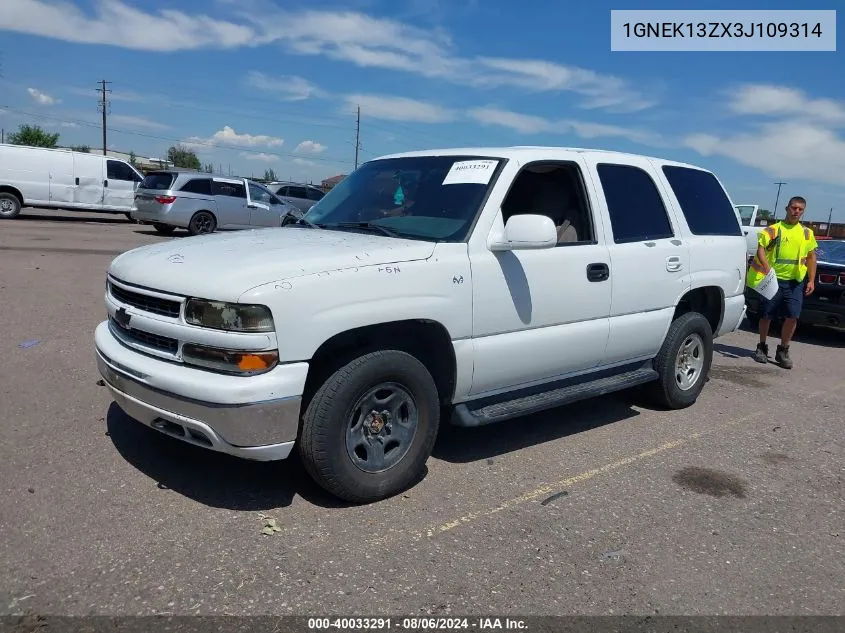 2003 Chevrolet Tahoe Ls VIN: 1GNEK13ZX3J109314 Lot: 40033291