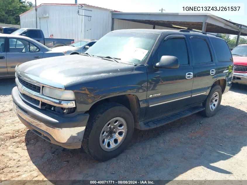 2003 Chevrolet Tahoe Ls VIN: 1GNEC13Z43J261537 Lot: 40071771