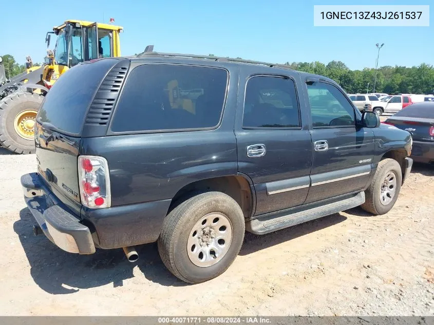 2003 Chevrolet Tahoe Ls VIN: 1GNEC13Z43J261537 Lot: 40071771