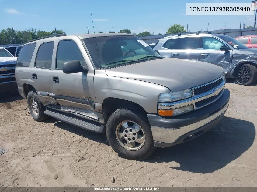 2003 Chevrolet Tahoe Ls VIN: 1GNEC13Z93R305940 Lot: 40087442