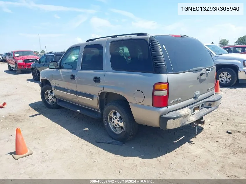 2003 Chevrolet Tahoe Ls VIN: 1GNEC13Z93R305940 Lot: 40087442