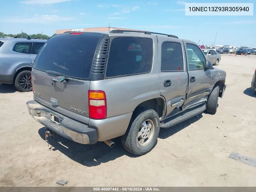 2003 Chevrolet Tahoe Ls VIN: 1GNEC13Z93R305940 Lot: 40087442