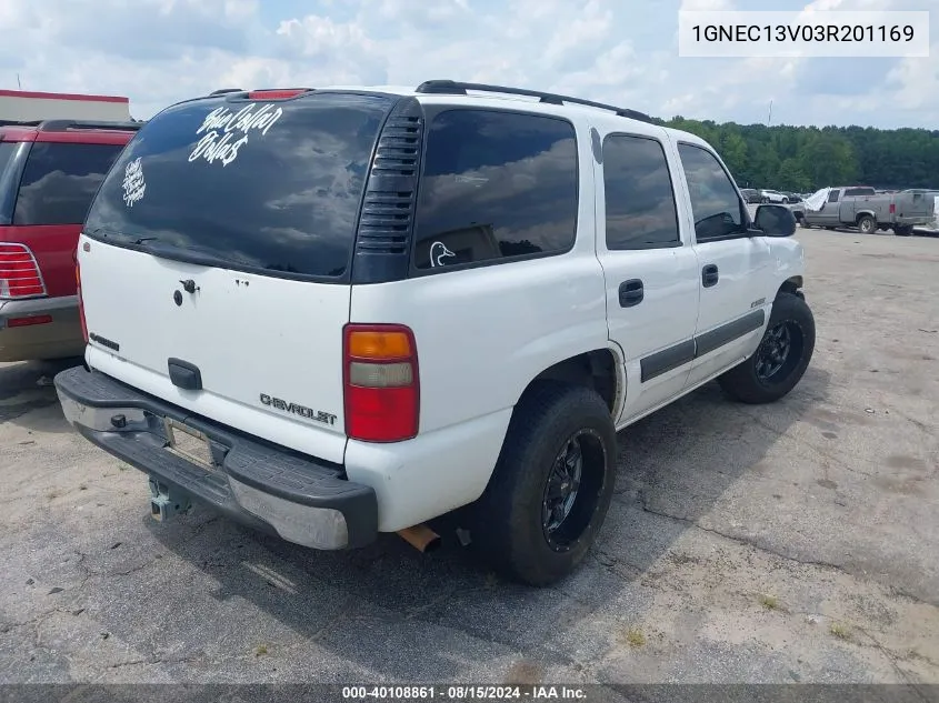 2003 Chevrolet Tahoe Ls VIN: 1GNEC13V03R201169 Lot: 40108861