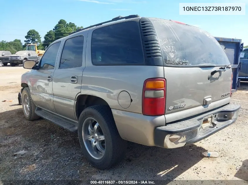 2003 Chevrolet Tahoe Lt VIN: 1GNEC13Z73R187970 Lot: 40116637