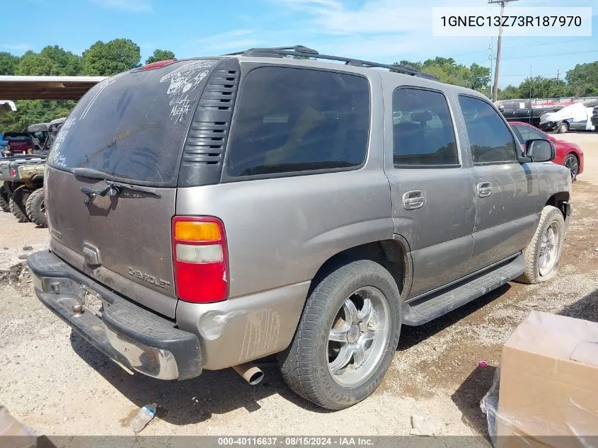 2003 Chevrolet Tahoe Lt VIN: 1GNEC13Z73R187970 Lot: 40116637