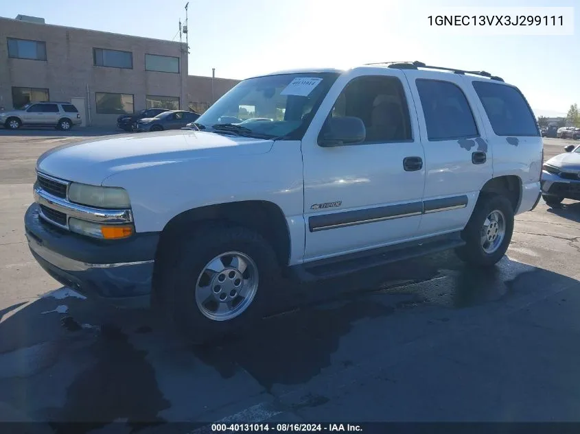 2003 Chevrolet Tahoe C1500 VIN: 1GNEC13VX3J299111 Lot: 40131014