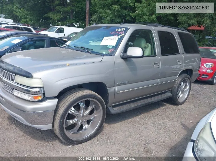 2003 Chevrolet Tahoe Lt VIN: 1GNEC13Z63R240691 Lot: 40219689