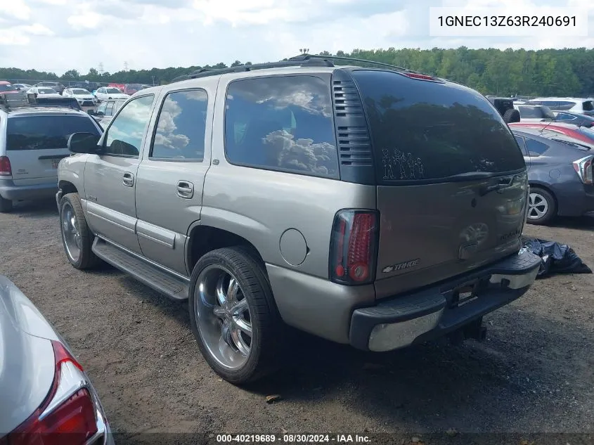 2003 Chevrolet Tahoe Lt VIN: 1GNEC13Z63R240691 Lot: 40219689