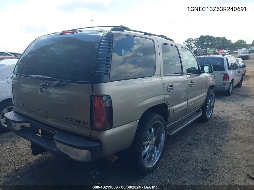 2003 Chevrolet Tahoe Lt VIN: 1GNEC13Z63R240691 Lot: 40219689