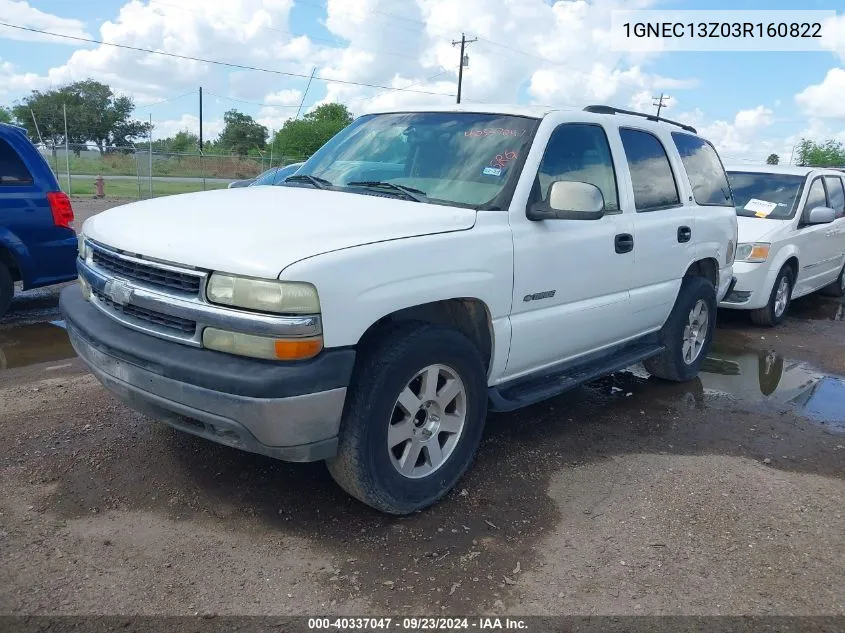 2003 Chevrolet Tahoe Ls VIN: 1GNEC13Z03R160822 Lot: 40337047