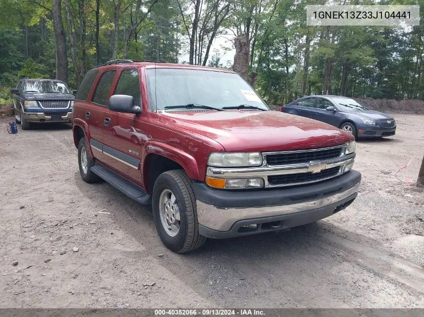 2003 Chevrolet Tahoe Ls VIN: 1GNEK13Z33J104441 Lot: 40352066