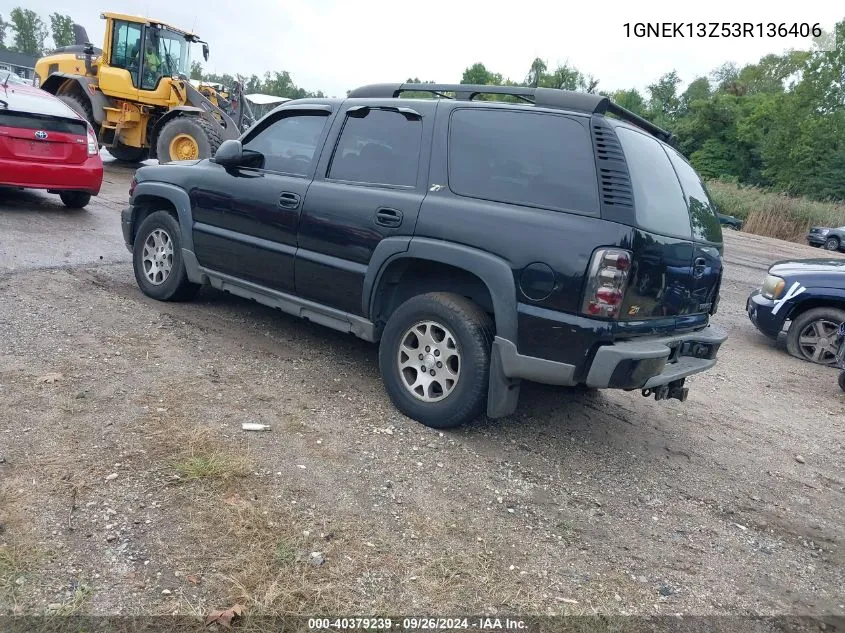 2003 Chevrolet Tahoe Z71 VIN: 1GNEK13Z53R136406 Lot: 40379239