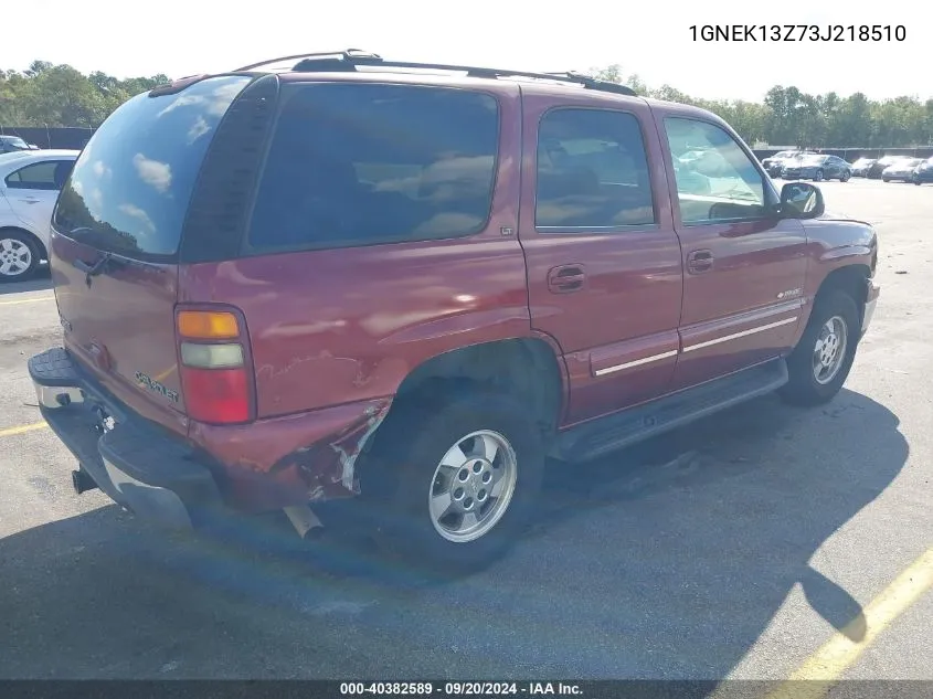 2003 Chevrolet Tahoe Lt VIN: 1GNEK13Z73J218510 Lot: 40382589