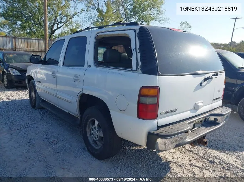 1GNEK13Z43J218819 2003 Chevrolet Tahoe Lt