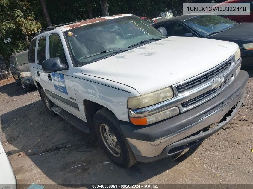 2003 Chevrolet Tahoe Ls VIN: 1GNEK13V43J322448 Lot: 40389961