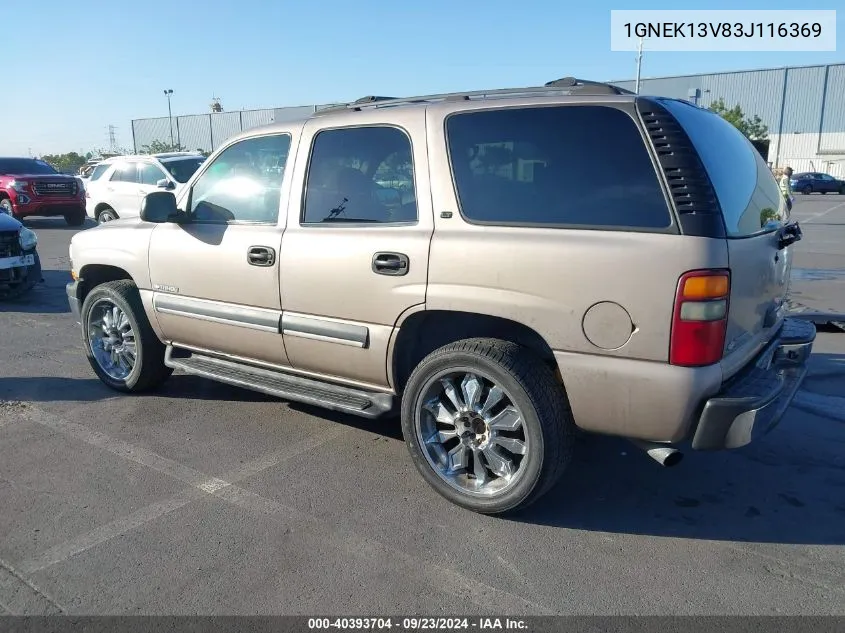 2003 Chevrolet Tahoe K1500 VIN: 1GNEK13V83J116369 Lot: 40393704