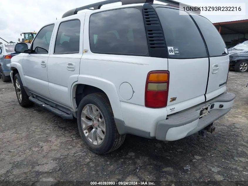 2003 Chevrolet Tahoe K1500 VIN: 1GNEK13Z93R232216 Lot: 40393993