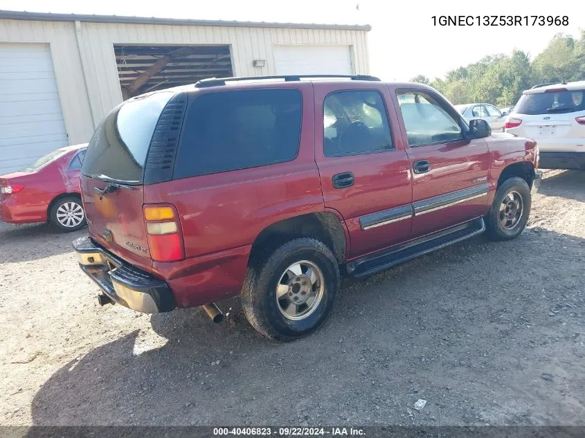 2003 Chevrolet Tahoe Ls VIN: 1GNEC13Z53R173968 Lot: 40406823