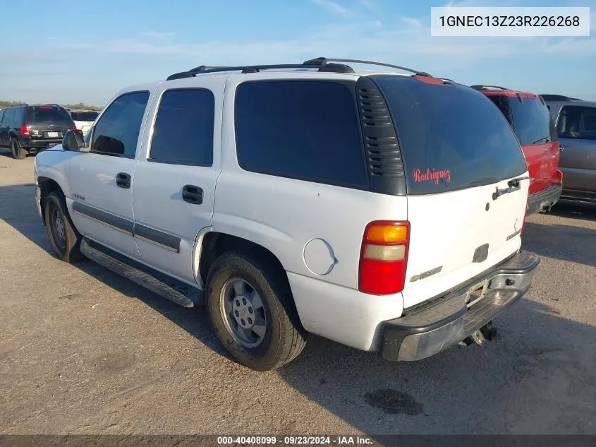 2003 Chevrolet Tahoe Ls VIN: 1GNEC13Z23R226268 Lot: 40408099