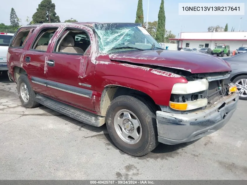 2003 Chevrolet Tahoe Ls VIN: 1GNEC13V13R217641 Lot: 40425787