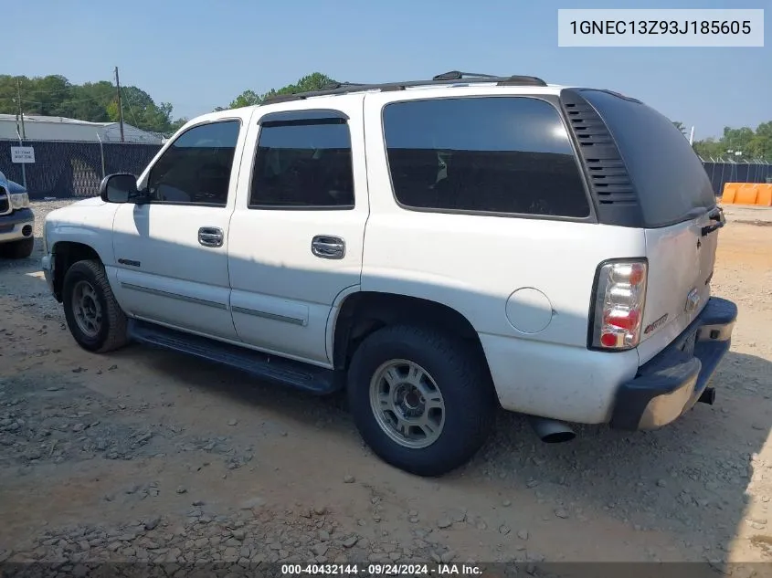 2003 Chevrolet Tahoe Ls VIN: 1GNEC13Z93J185605 Lot: 40432144